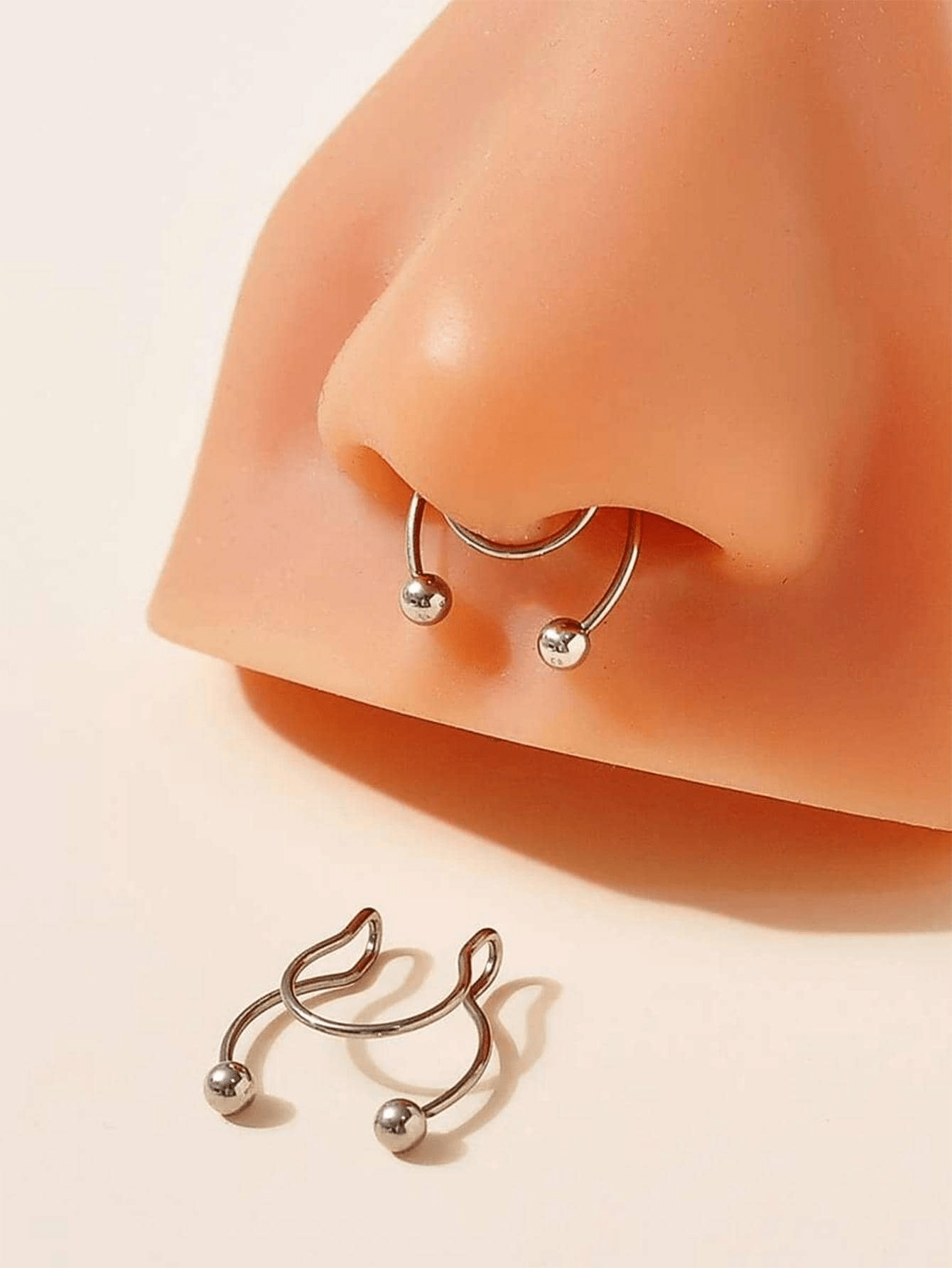 Body Jewelry Ear Piercing - 2pcs Stainless Steel Clip-On Septum Hoop