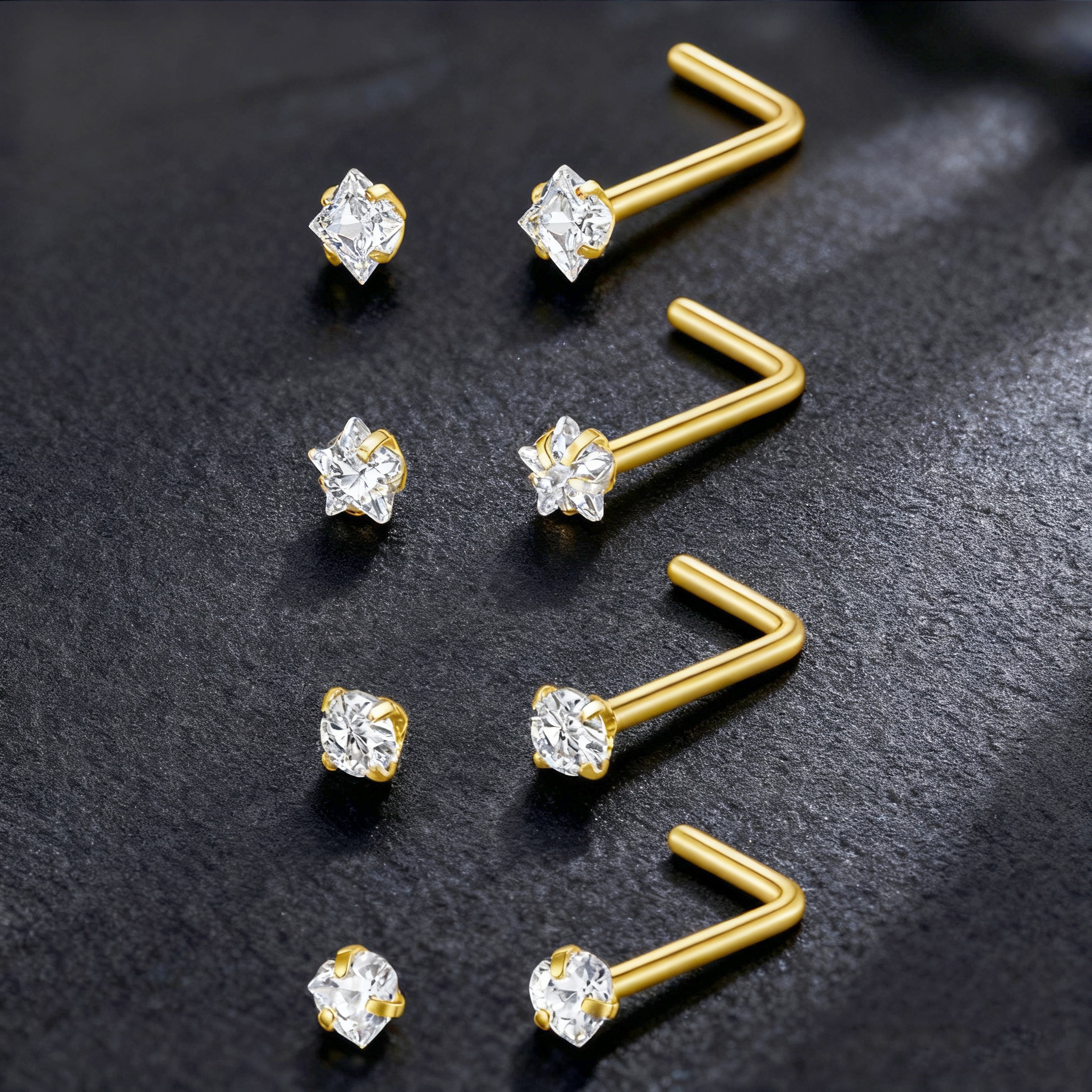 Body Jewelry Changing Kit - 4pcs/Set Glitter Nose Studs 20G Stainless