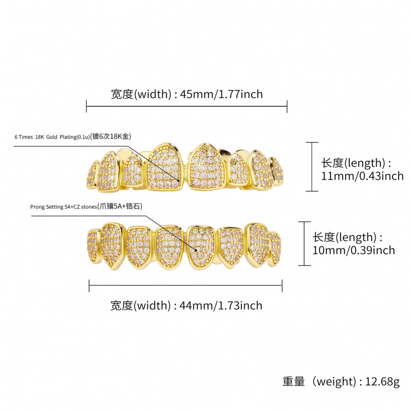 Body Jewelry High End - New HipHop CZ Teeth Set For