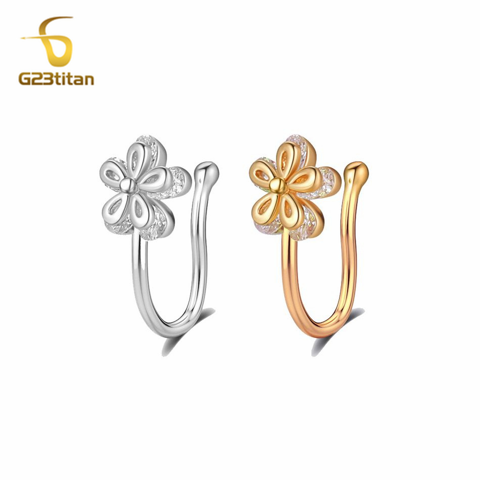 Body Jewelry Ear Piercing - 1pc Inlaid Zircon Flower Copper Nose