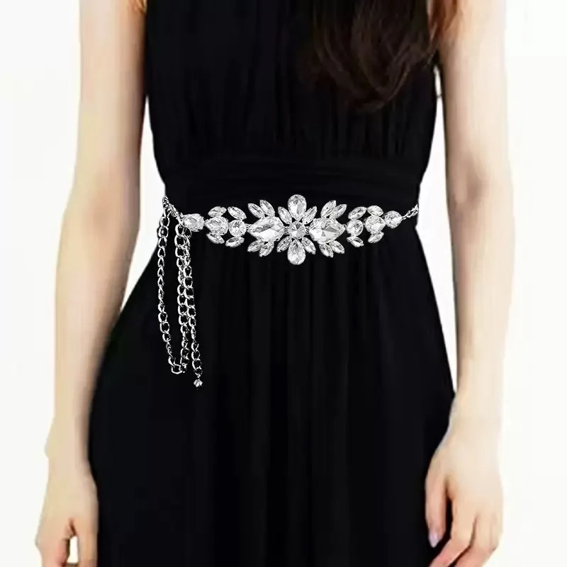 Body Jewelry High End - New Style Women's Rhinestone-Embellished Chain Belt,