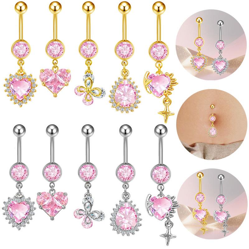 Body Jewelry Belly Button Rings - Fashion Heart Belly Button Ring Piercing