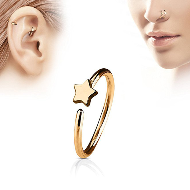 Body Jewelry Ear Piercing - 1Pcs Stainless Steel Star Nose Ring