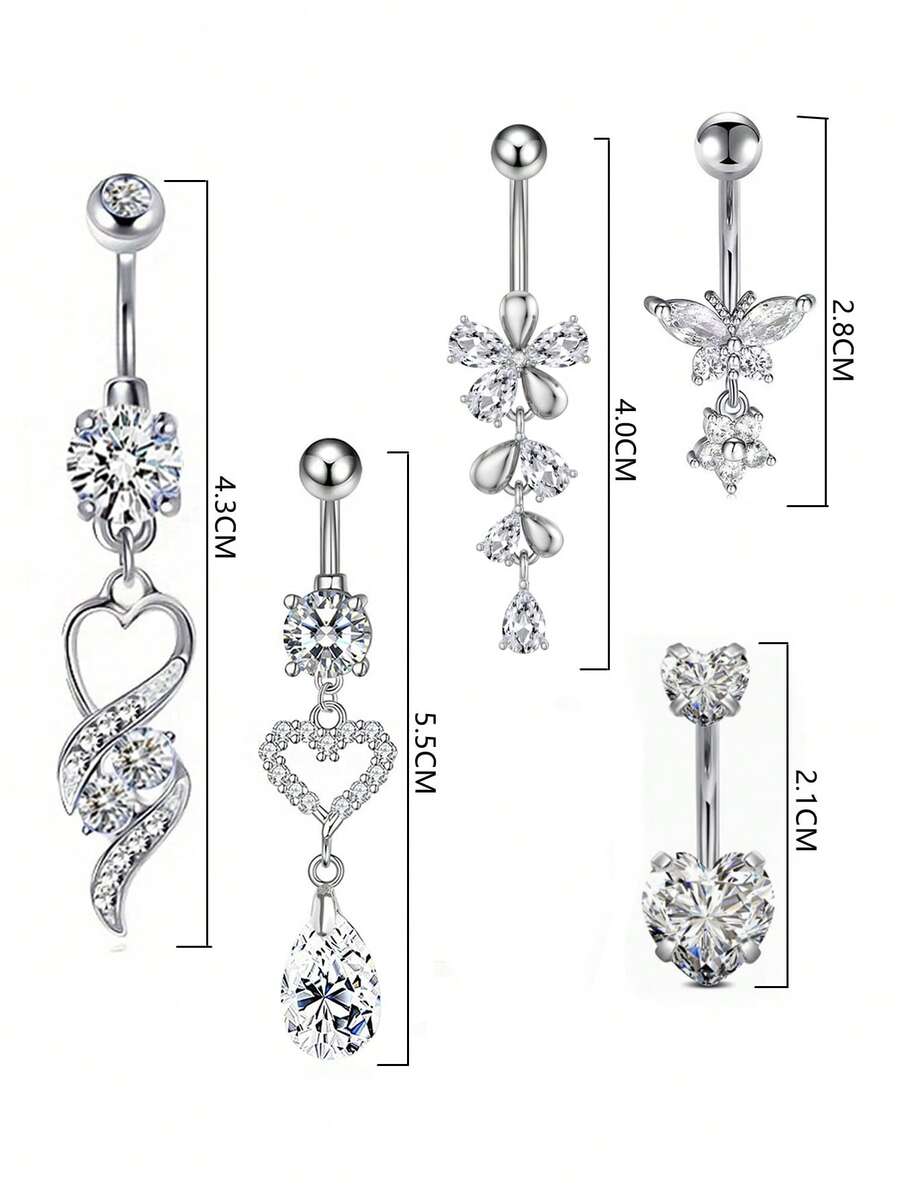 5-Piece Crystal-Adorned Belly  - Body Jewelry Belly Button Rings review and price