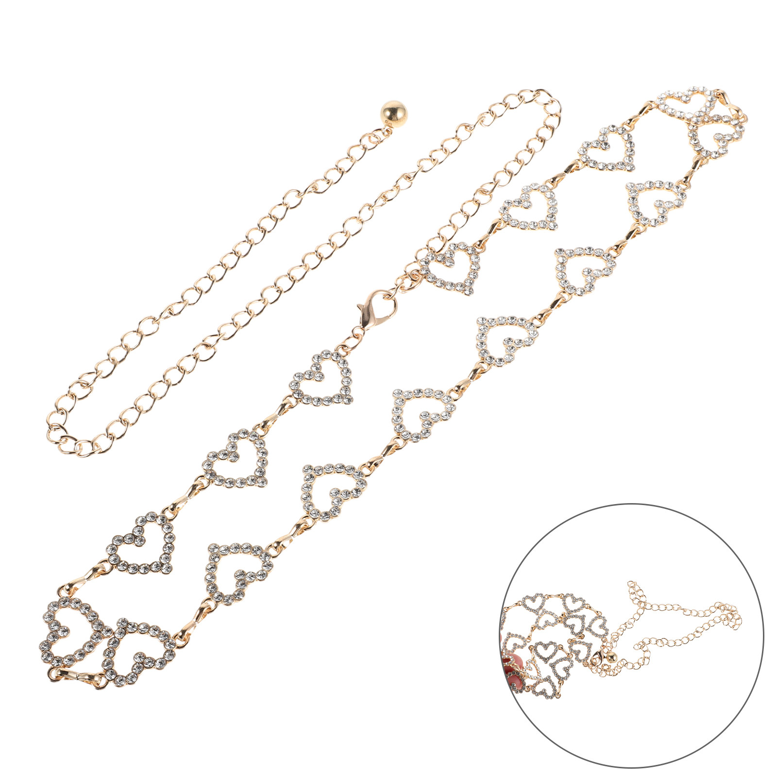 Women Heart Rhinestone Waist C - Body Jewelry Waist review and price