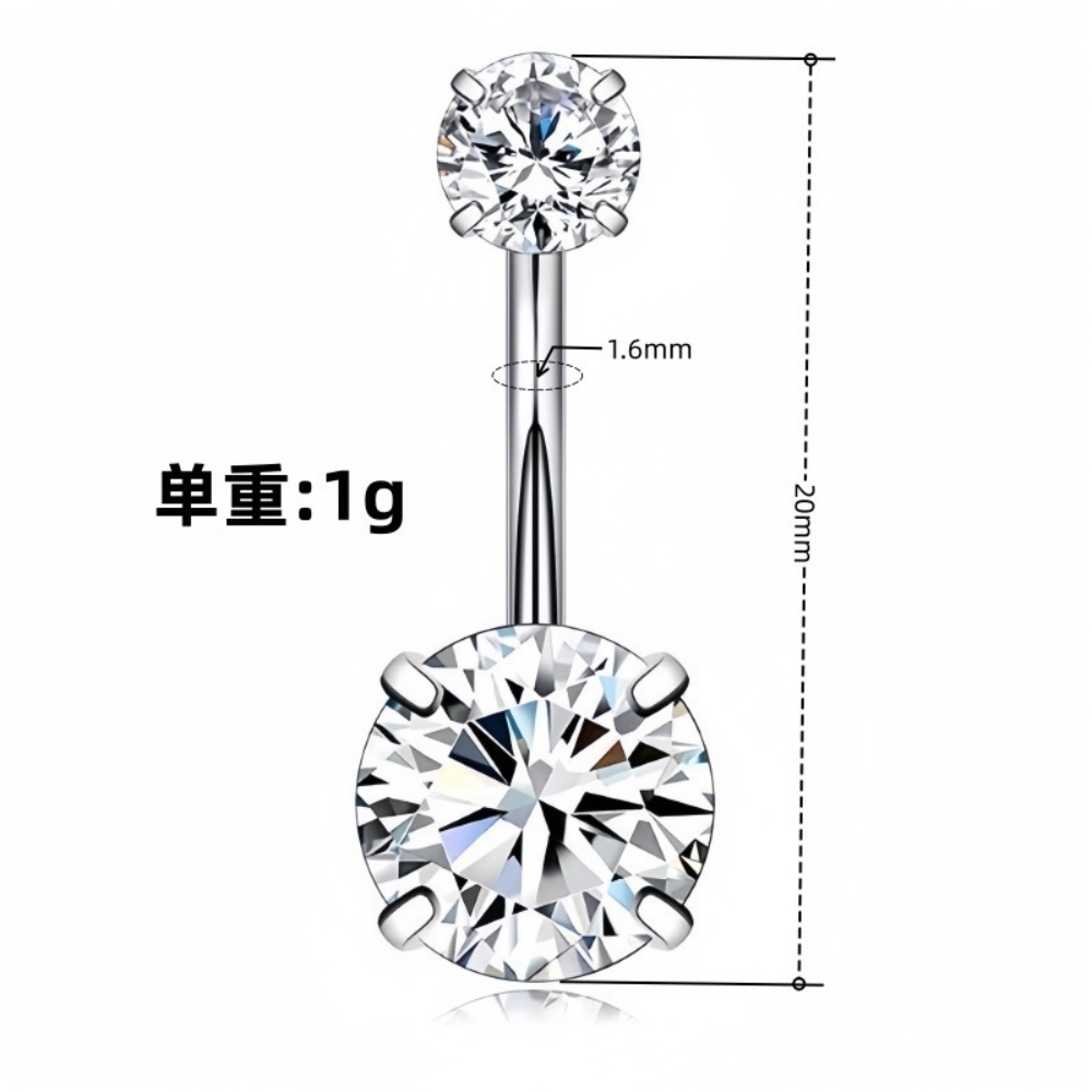 Heart Round Double Head Zircon - Body Jewelry Belly Button Rings review and price