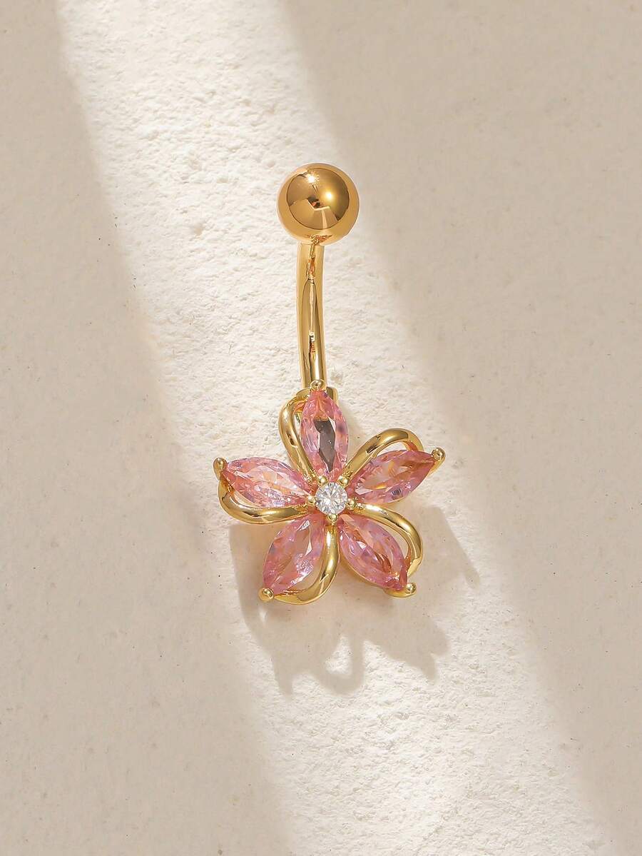 Pink Zirconia Cherry Blossom B - Body Jewelry Belly Button Rings review and price