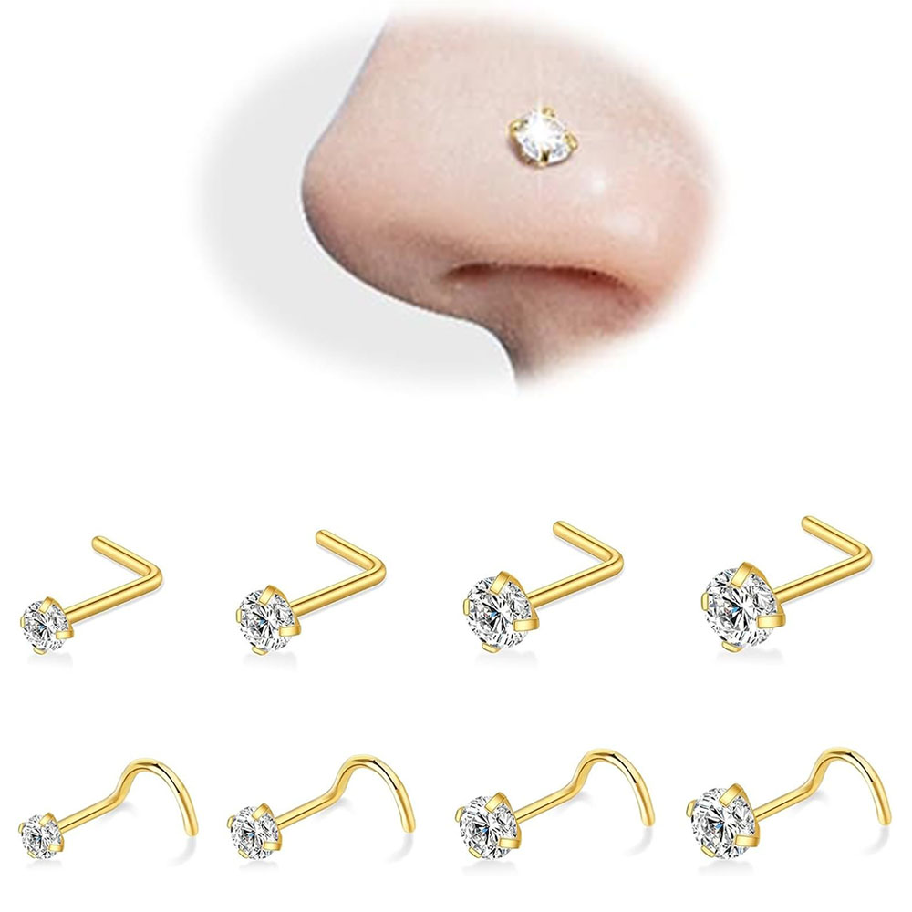 8Pcs 20G Zircon Nose Studs Set - Body Jewelry Changing Kit review and price