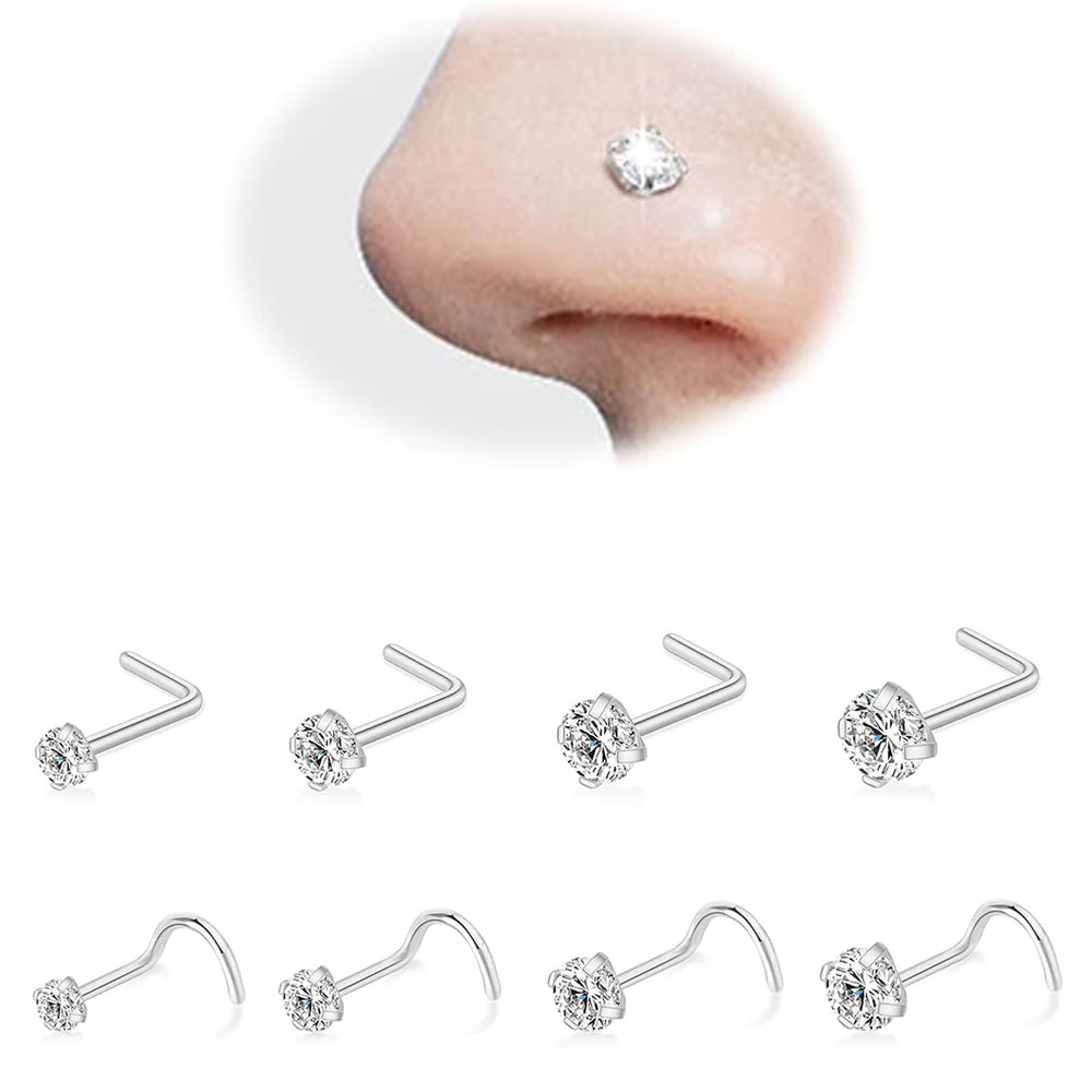 8Pcs 20G Zircon Nose Studs Set - Body Jewelry Changing Kit review and price