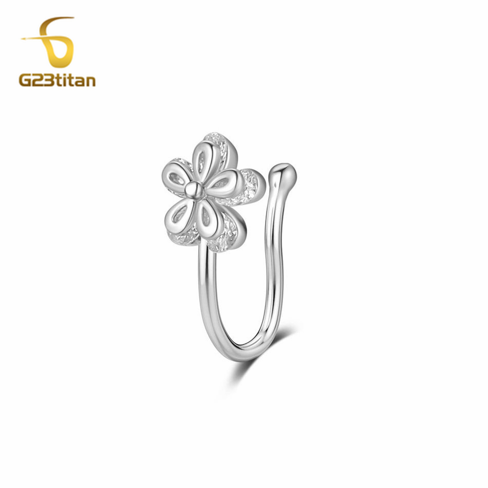 1pc Inlaid Zircon Flower Coppe - Body Jewelry Ear Piercing review and price
