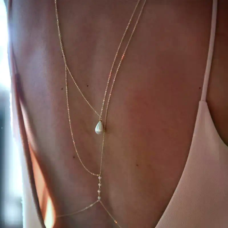 Simple Multilayer Pearl Back D - Body Jewelry Necklace review and price