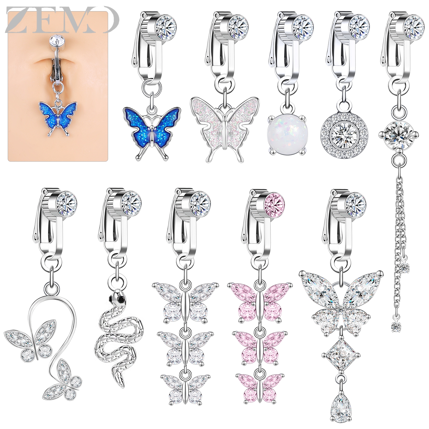 ZEMO 1 PC Stainless Steel Clip - Body Jewelry Belly Button Rings review and price
