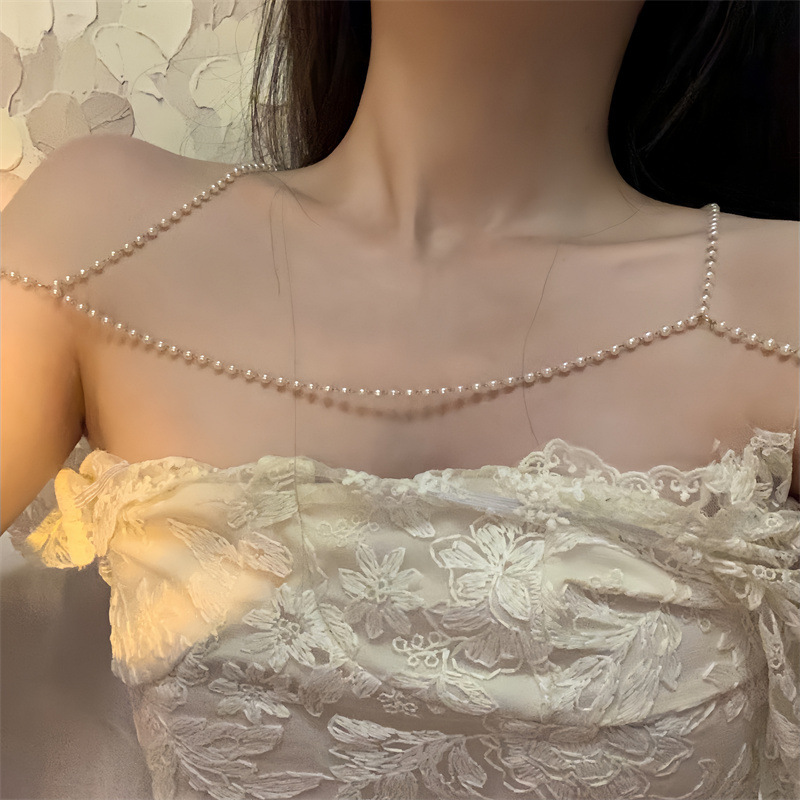Boho Pearl Bridal Shoulder Nec - Body Jewelry Necklace review and price